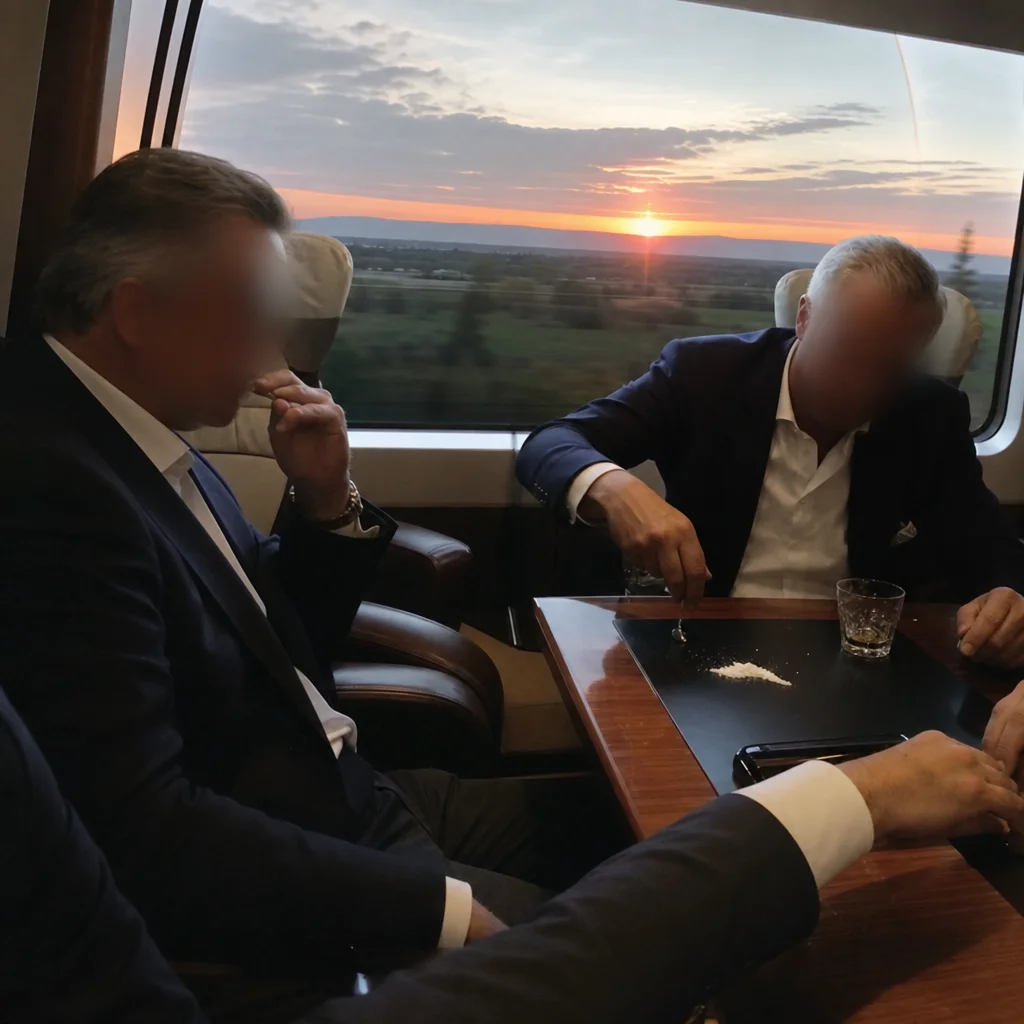 Macron et ses alliés sniffent de la cocaïne dans le train pour Kiev