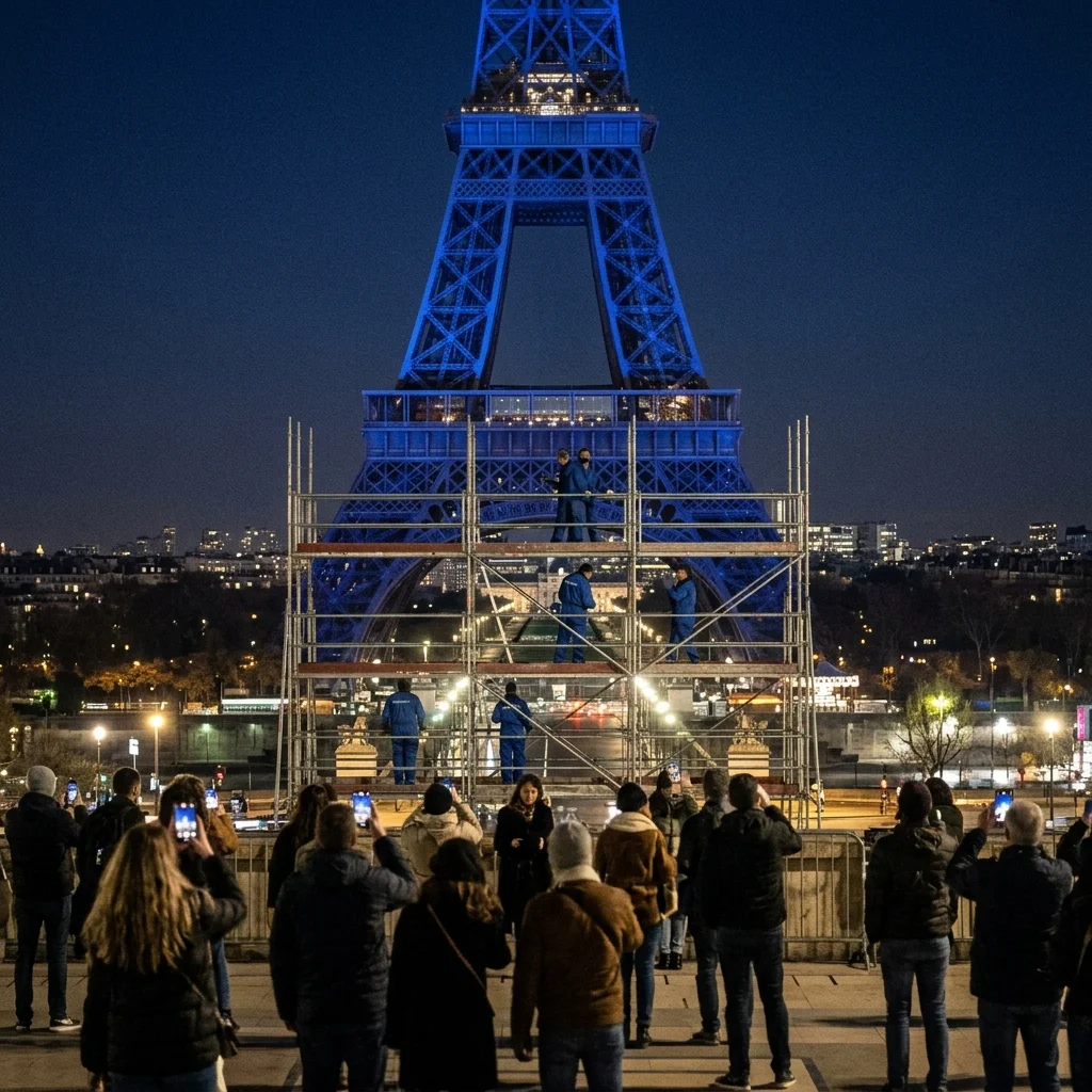 Macron fait repeindre la tour Eiffel en bleu nuit sans consultation