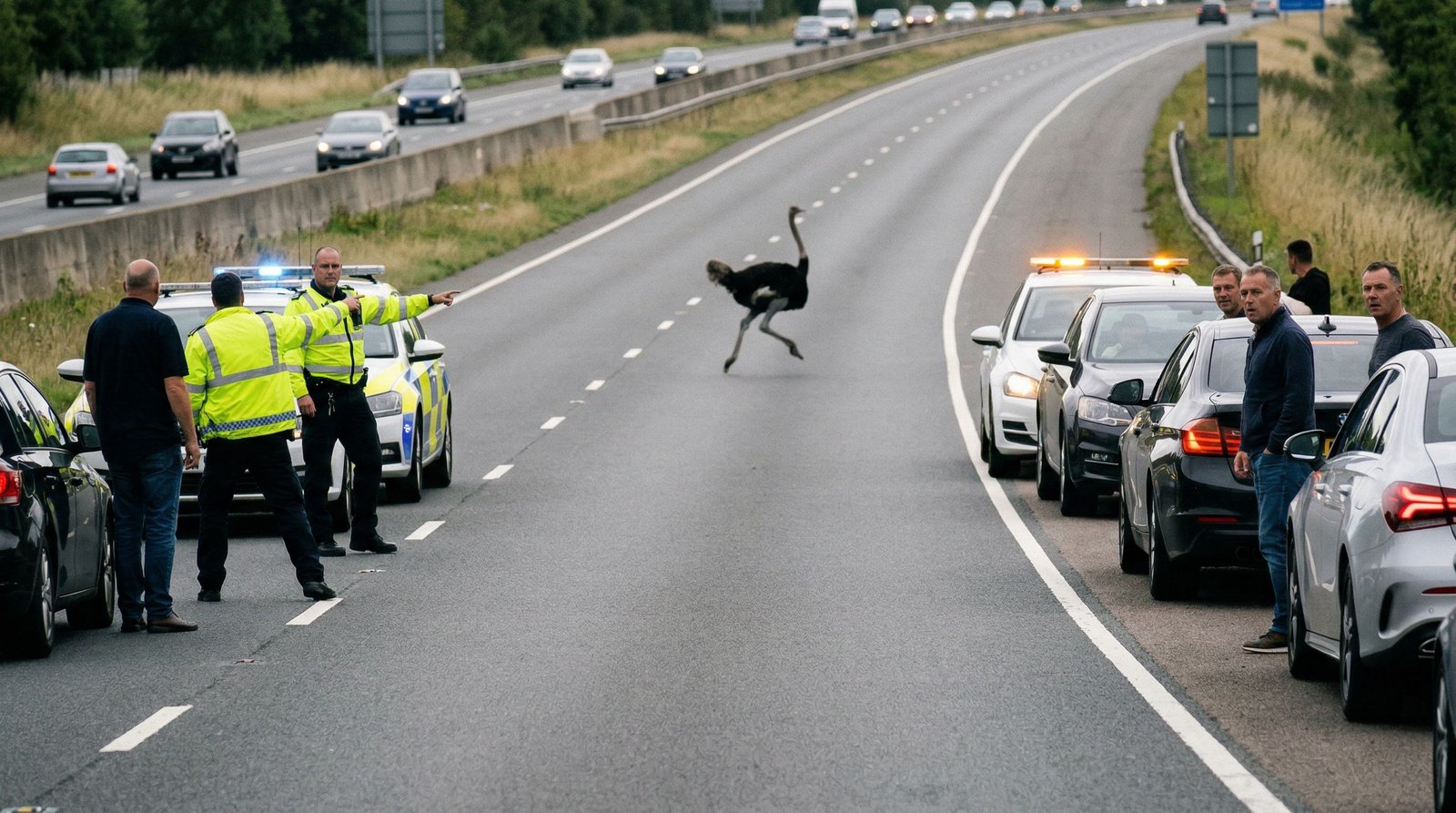 Une autruche sprinte sur une autoroute thaïlandaise et bloque le trafic